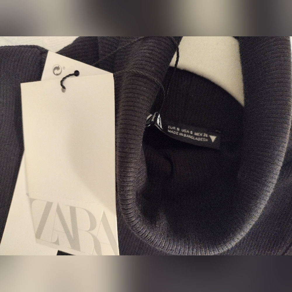 Zara Black Sleeveless Turtleneck Bodycon Midi Dress NWT - Picture 4 of 6